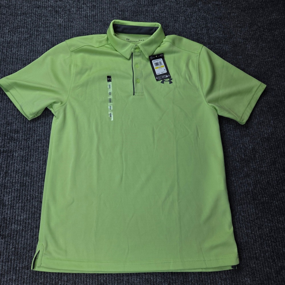 Under Armour Heat Gear Tech Polo Mens Medium Green Short Sleeve Golf 1290140